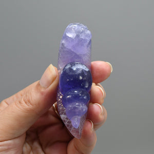  Purple Fluorite Carved Crystal Snail