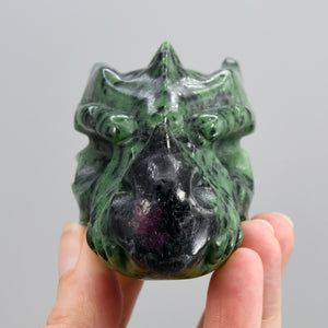 Ruby Zoisite Carved Crystal Dragon Skull