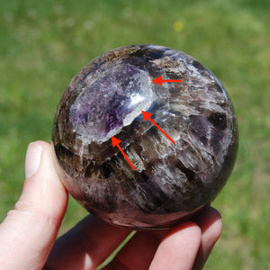 XL Super Seven Cacoxenite Crystal Sphere, Super 7 Amethyst Cacoxenite Trapiche Eye, Brazil