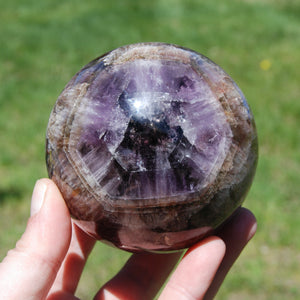 Super Seven Cacoxenite Crystal Sphere, Super 7 Amethyst Cacoxenite Trapiche Eye, Brazil