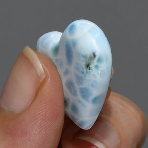42ct 30mm Natural Larimar Crystal Puffy Heart, Blue Larimar Gemstone, Dominican Republic e4