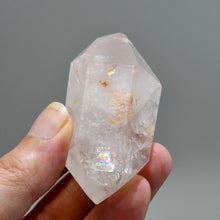 Load image into Gallery viewer, 3in 78g RARE DT Channeler Pink Lithium Golden Healer Quartz Crystal, Brazil c17
