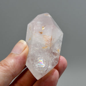 3in 78g RARE DT Channeler Pink Lithium Golden Healer Quartz Crystal, Brazil c17