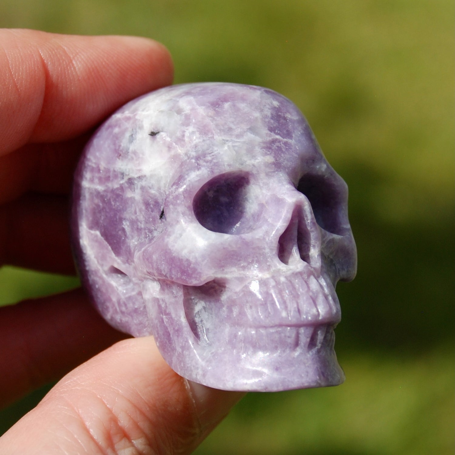 Lepidolite Carved Crystal Skull