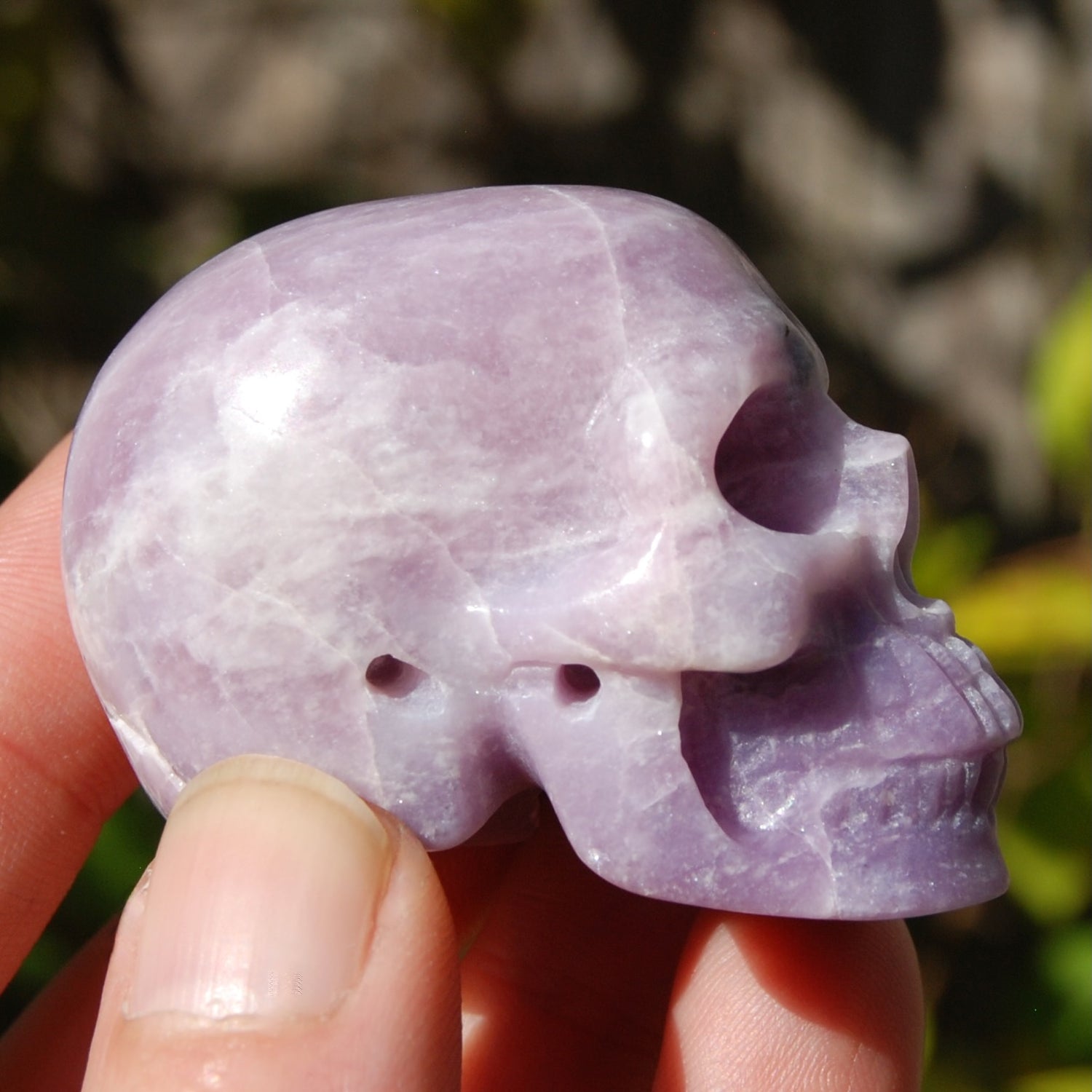 Lepidolite Carved Crystal Skull