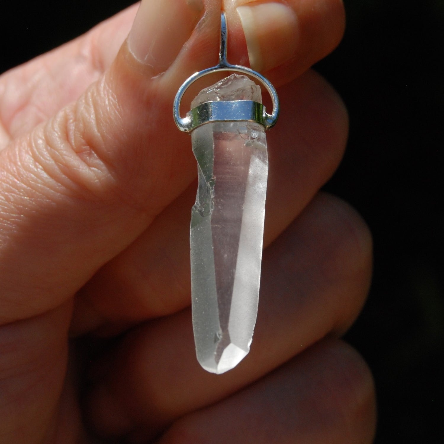 White Light Lemurian Seed Quartz Crystal Pendant for Necklace