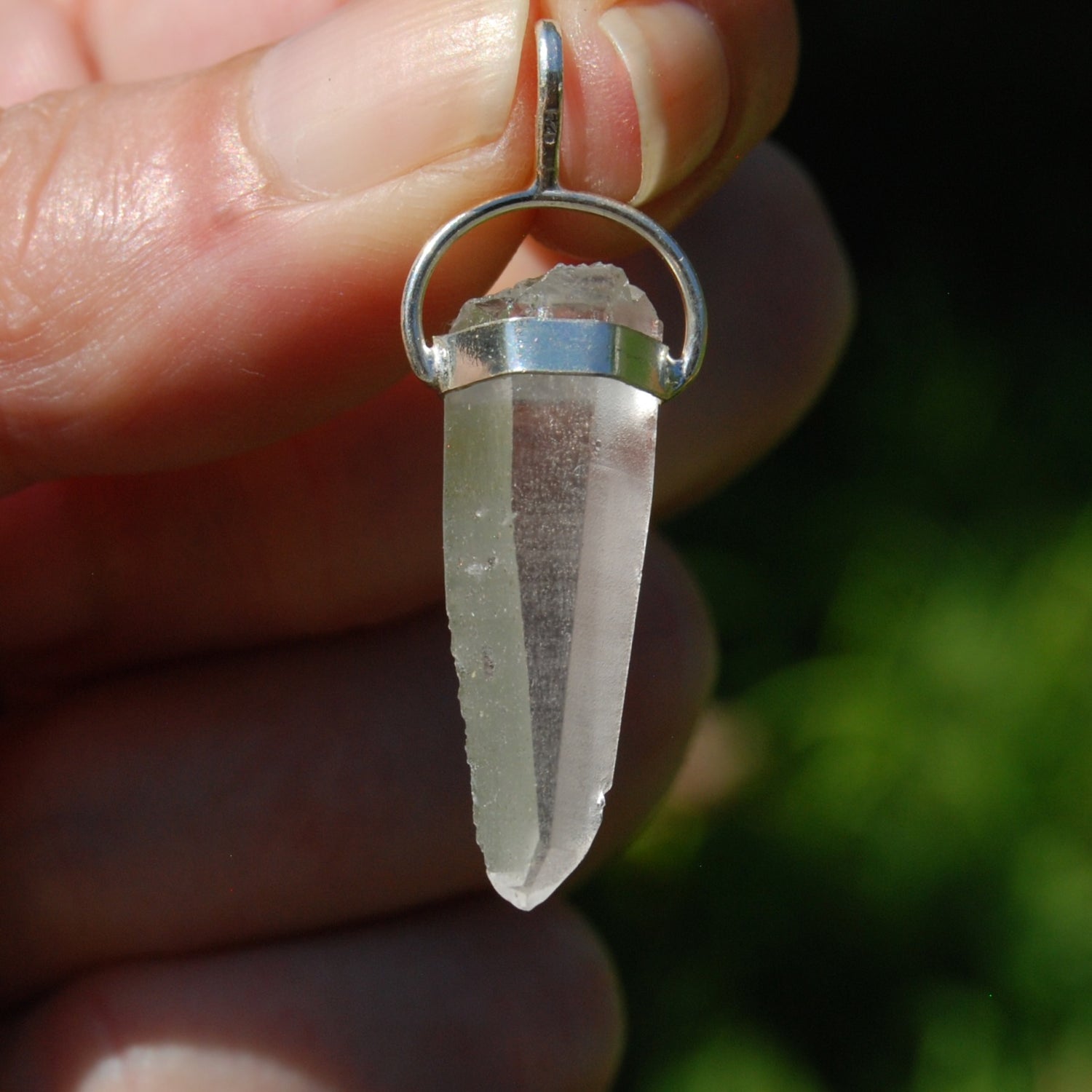 Cosmic Lemurian Seed Quartz Crystal Laser Pendant for Necklace, Sterling Silver, Brazil