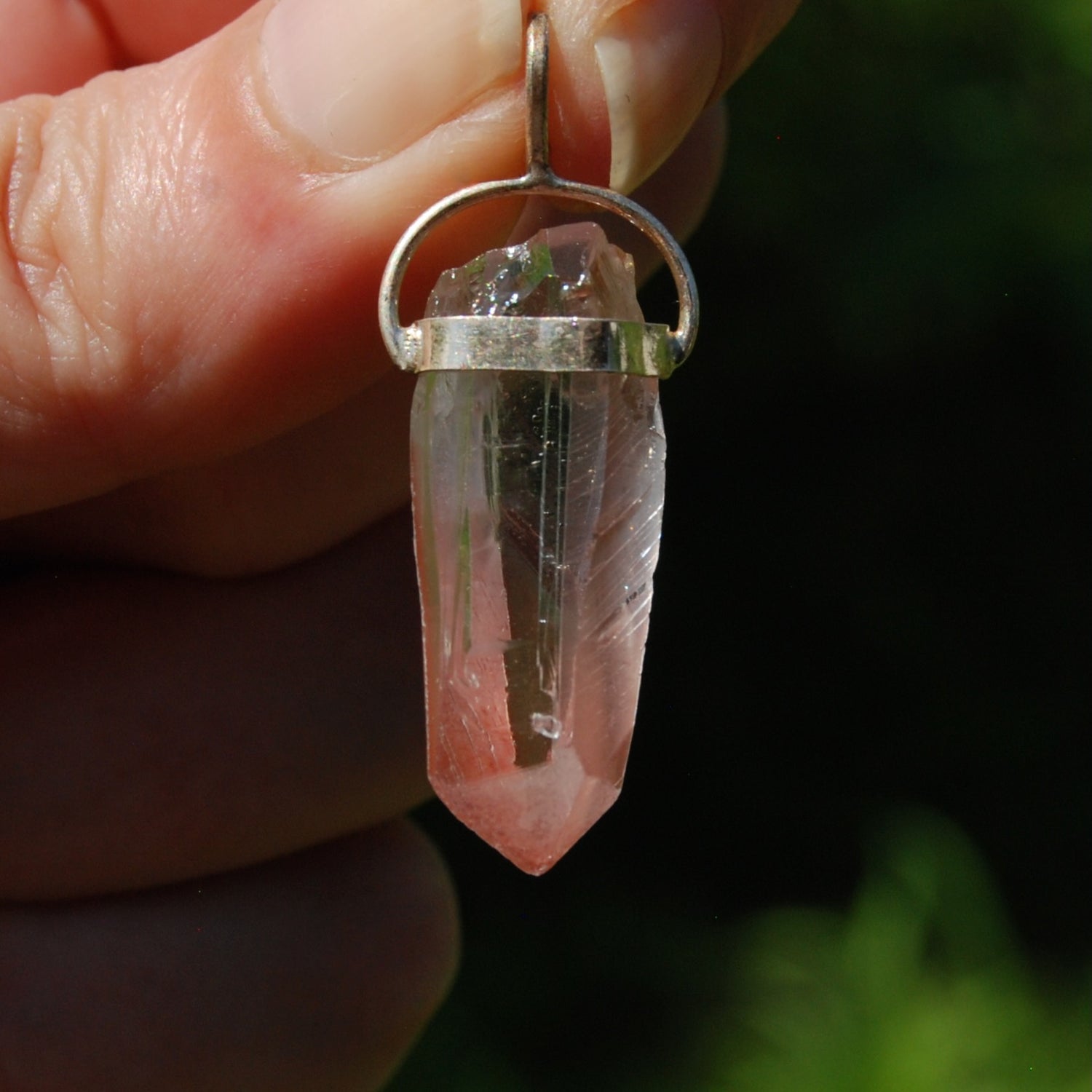 Strawberry Pink Lemurian Seed Crystal Pendant for Necklace, Brazil