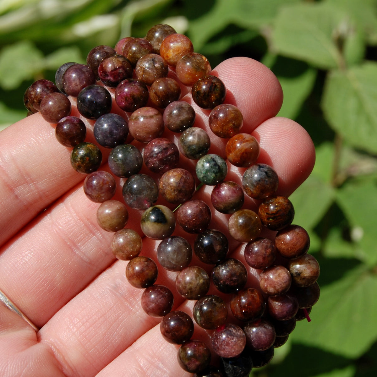 Rainbow Tourmaline Crystal Bracelet, 7-8mm Natural Pink Dravite Elbaite Indicolite Liddicoatite Cats Eye Gemstone Beads