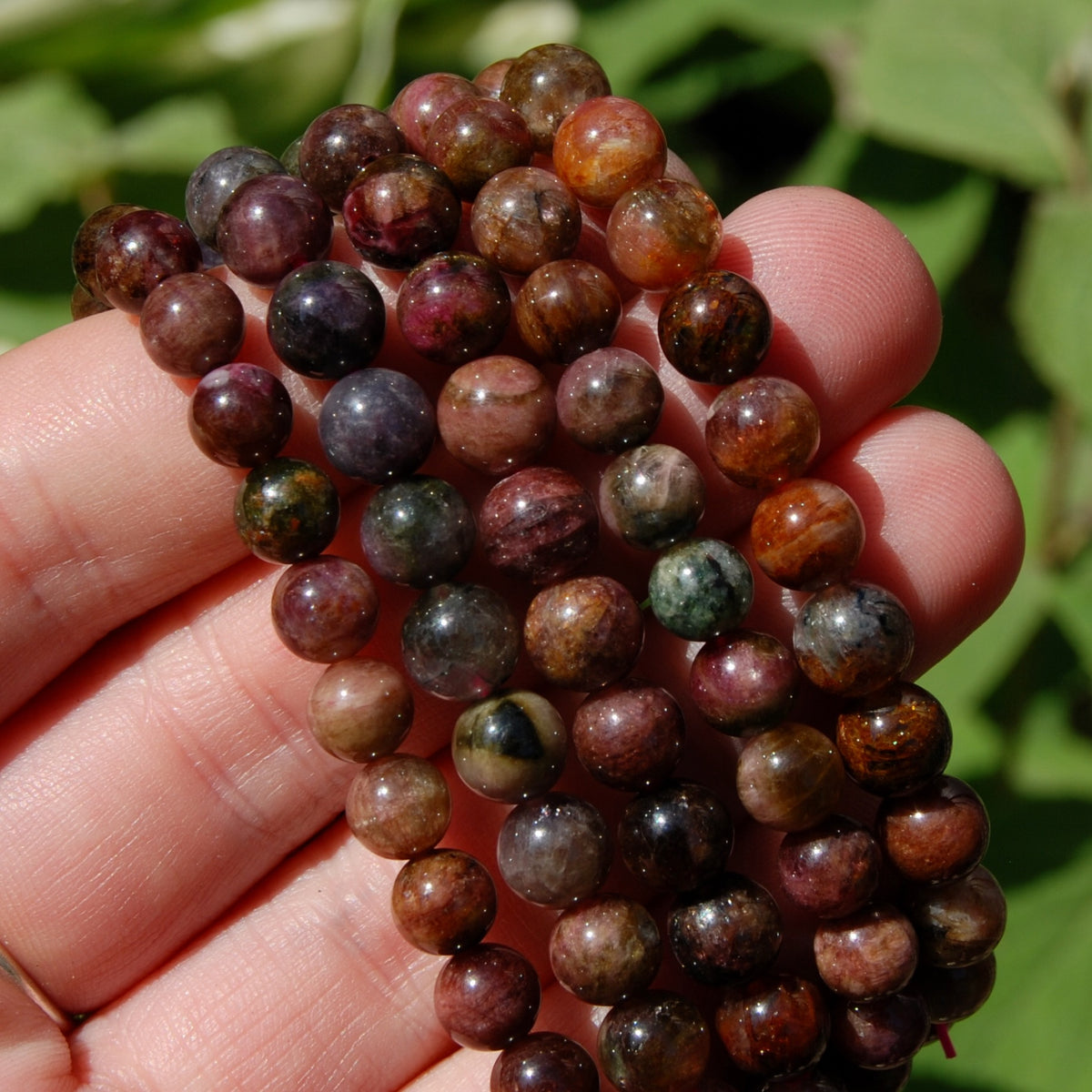 Rainbow Tourmaline Crystal Bracelet, 7-8mm Natural Pink Dravite Elbaite Indicolite Liddicoatite Cats Eye Gemstone Beads