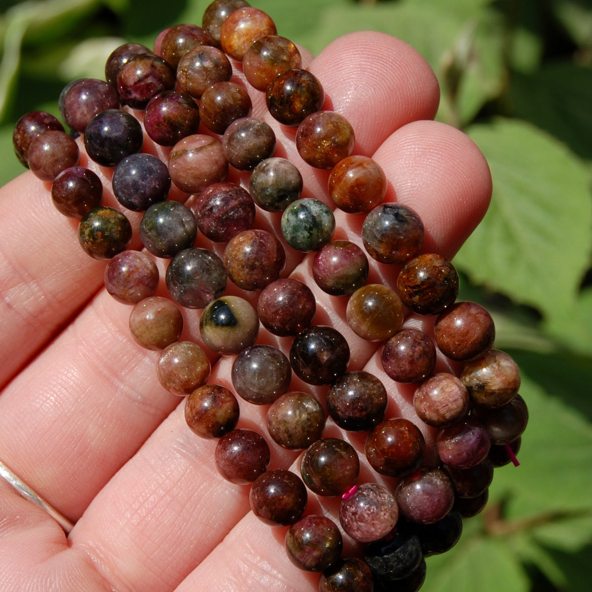 Rainbow Tourmaline Crystal Bracelet, 7-8mm Natural Pink Dravite Elbaite Indicolite Liddicoatite Cats Eye Gemstone Beads