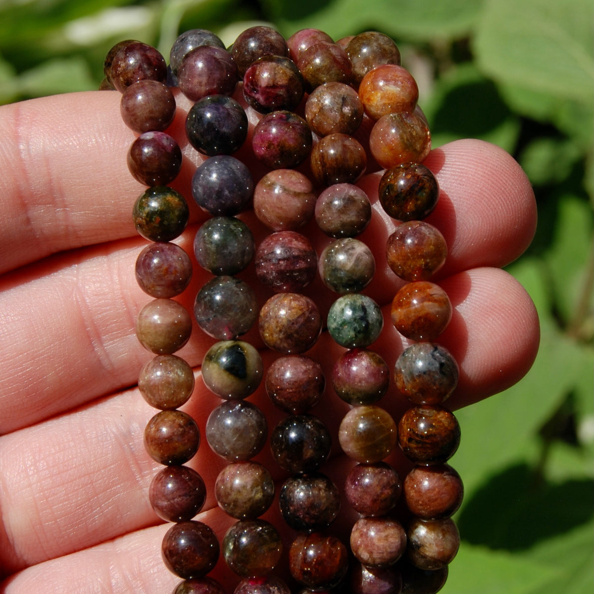 Rainbow Tourmaline Crystal Bracelet, 7-8mm Natural Pink Dravite Elbaite Indicolite Liddicoatite Cats Eye Gemstone Beads