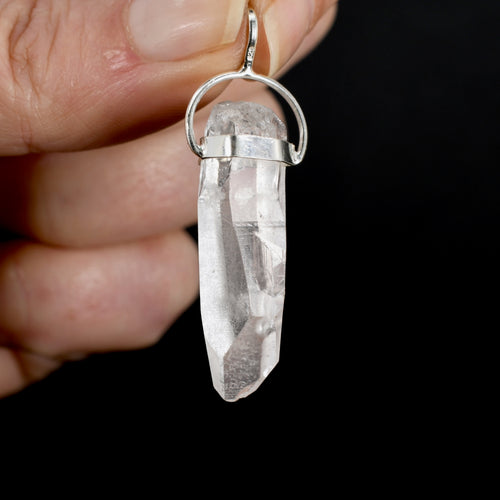 Cosmic Trigonic Record Keeper Lemurian Seed Quartz Crystal Laser Pendant for Necklace