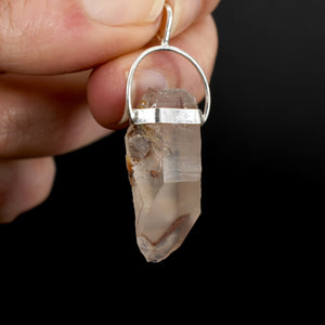 Phantom Pyramid Pink Lithium Lemurian Seed Crystal Pendant for Necklace, Brazil