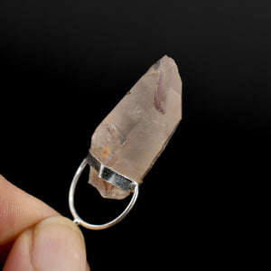 Phantom Pyramid Pink Lithium Lemurian Seed Crystal Pendant for Necklace, Brazil