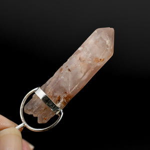ET DT Crowned Pink Lithium Lemurian Seed Crystal Starbrary Pendant for Necklace