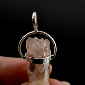 ET DT Crowned Pink Lithium Lemurian Seed Crystal Starbrary Pendant for Necklace
