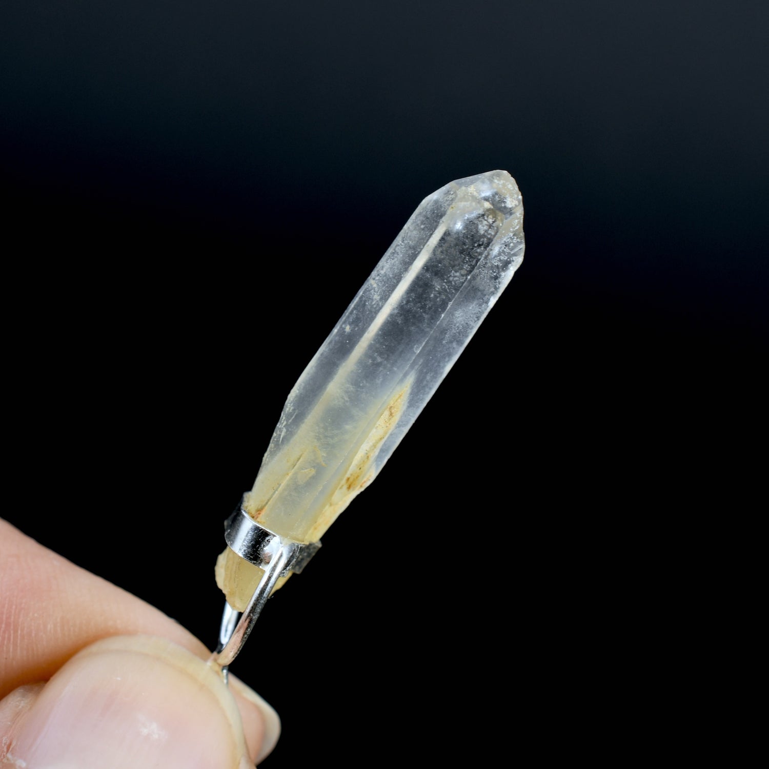 Raw Blue Amphibole Quartz Crystal Sterling Silver Pendant for Necklace, Brazil