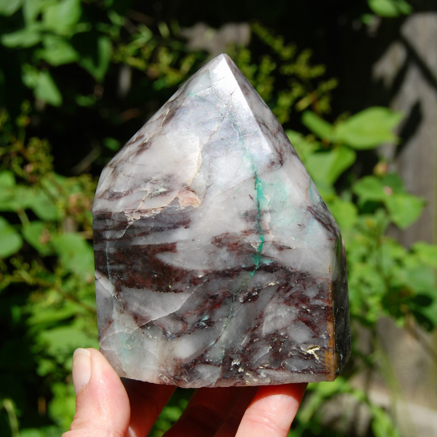 Ajoite Malachite Quartz Crystal Freeform Tower, Phoenix Stone, Messina Mine