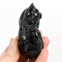 Load image into Gallery viewer, Black Obsidian Carved Crystal Cat Angel
