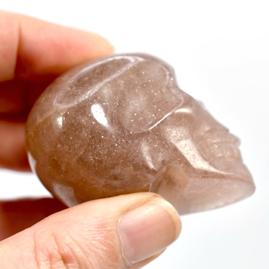 Strawberry Quartz Carved Crystal Skull Tanzurine Red Aventurine