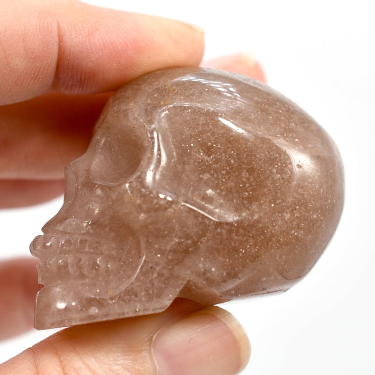 Strawberry Quartz Carved Crystal Skull Tanzurine Red Aventurine