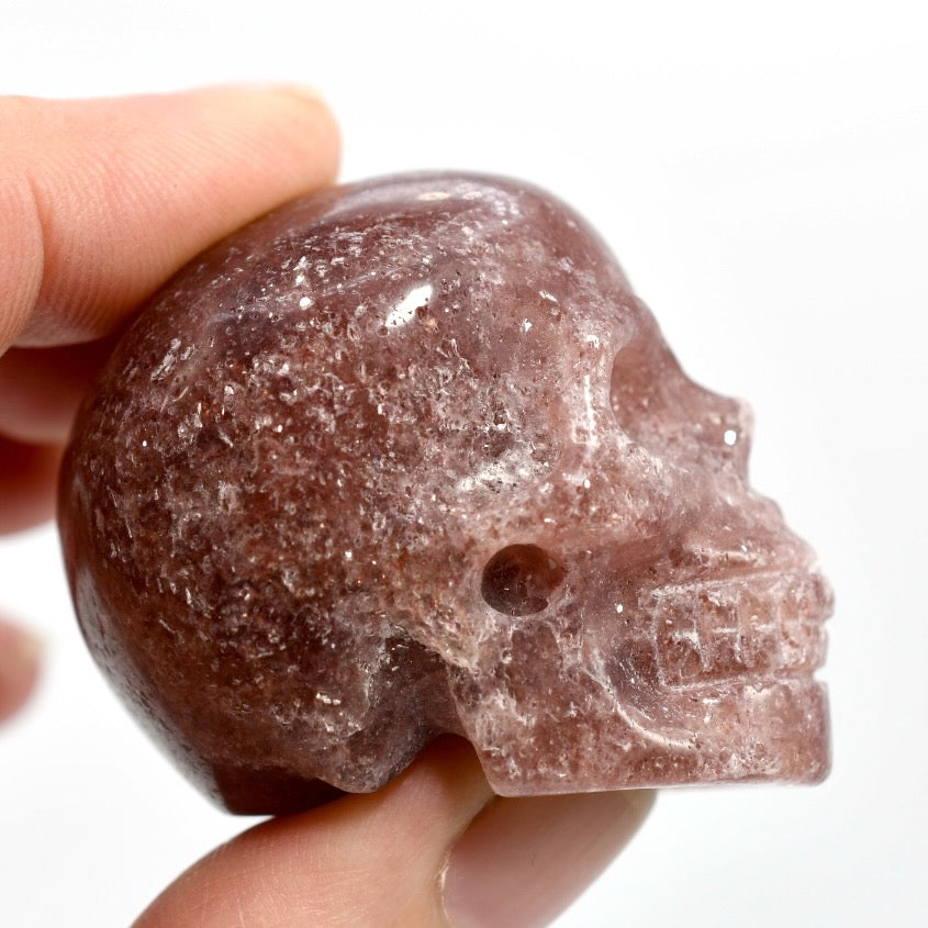 Strawberry Quartz Carved Crystal Skull