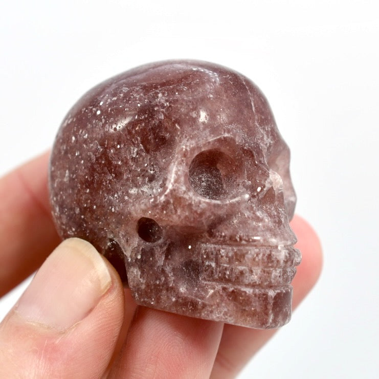 Strawberry Quartz Carved Crystal Skull