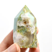 Load image into Gallery viewer, Green Sakura Flower Agate Crystal Tower
