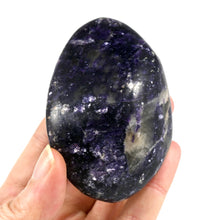 Load image into Gallery viewer, Silver Leaf Gem Lepidolite Crystal Palm Stone
