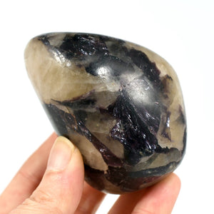 Flashy Gem Lepidolite Crystal Palm Stone, Silver Leaf Lepidolite Crystals