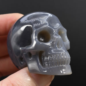 Grey Agate Carved Crystal Skull