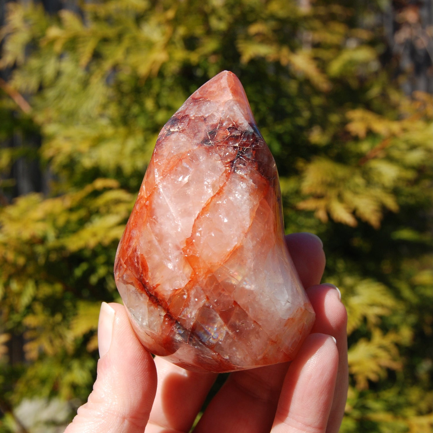 Fire Quartz Red Hematoid Crystal Flame Tower