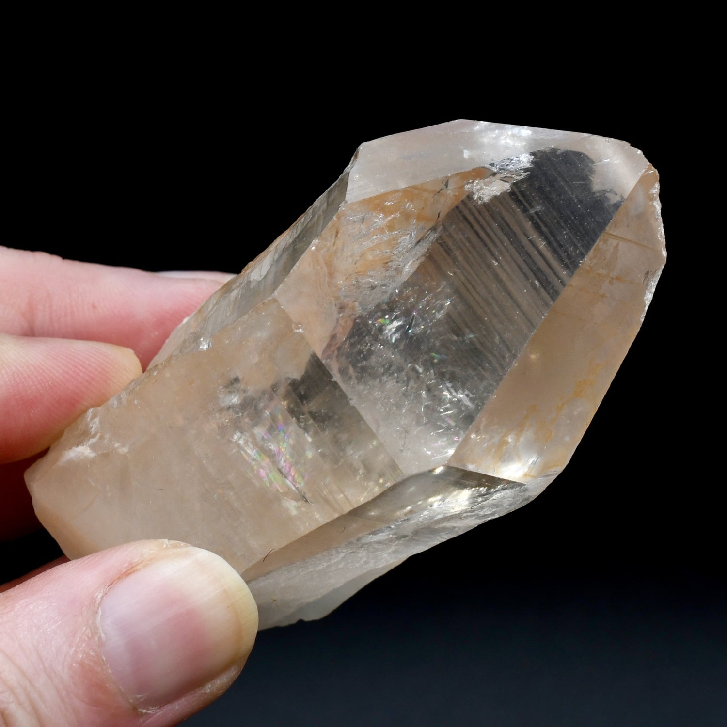 Peach Lemurian Seed Quartz Crystal Master Starbrary Intense Rainbows, Brazil
