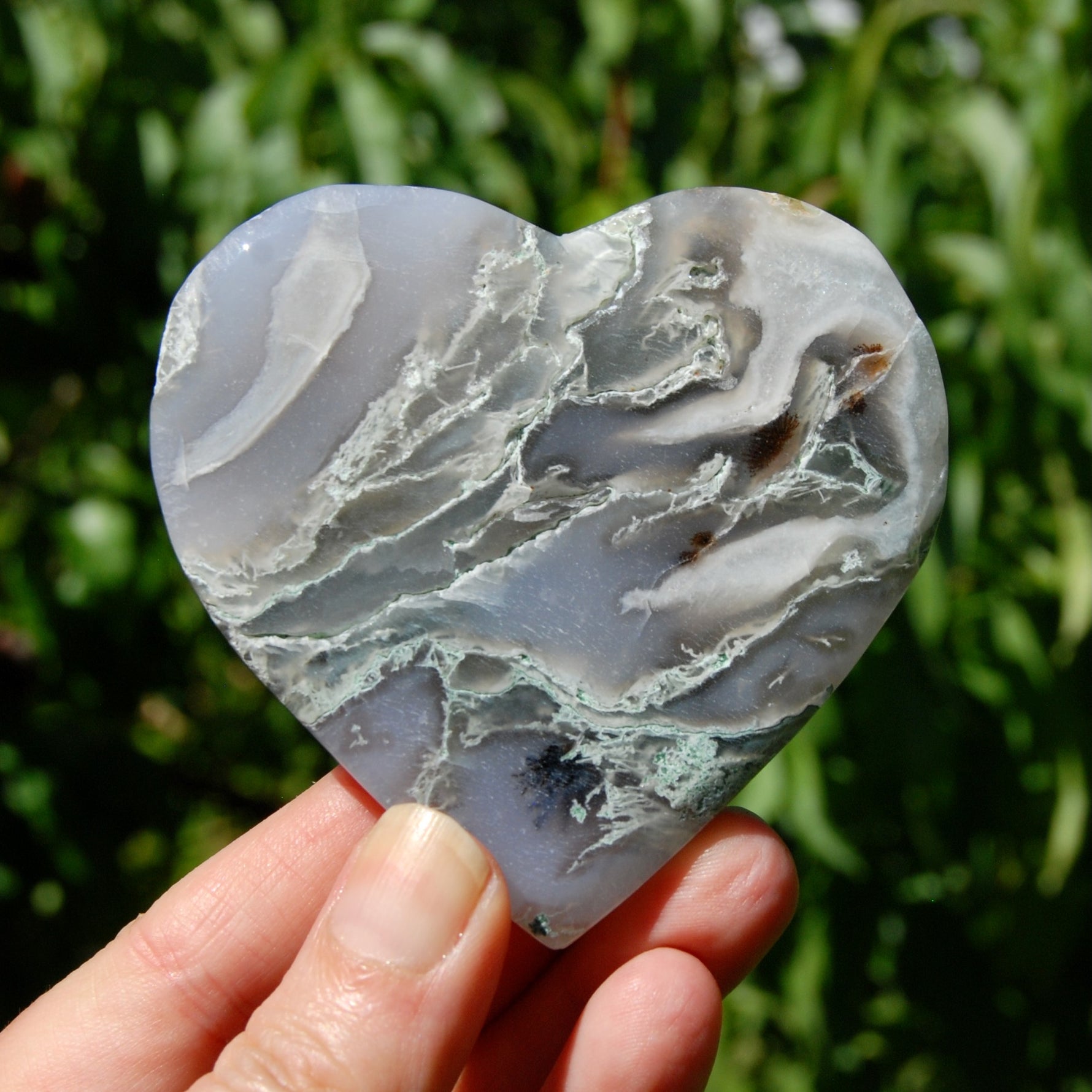 Moss Agate Crystal Heart
