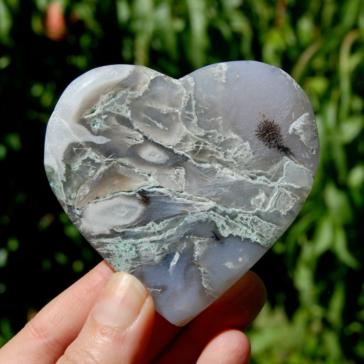 Moss Agate Crystal Heart