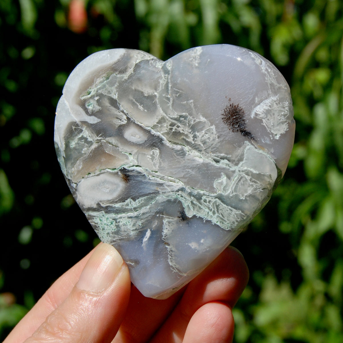 Moss Agate Crystal Heart