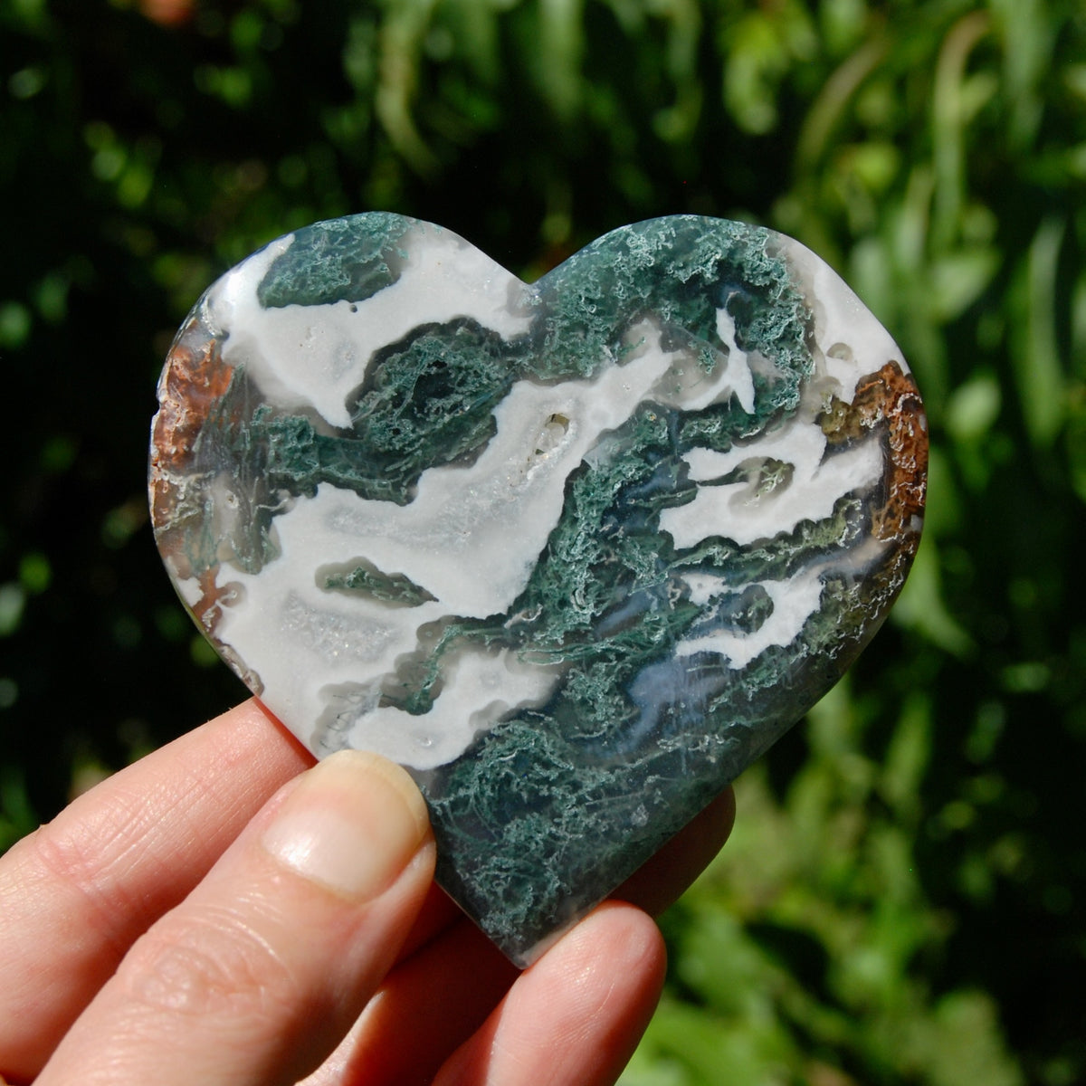 Moss Agate Crystal Heart