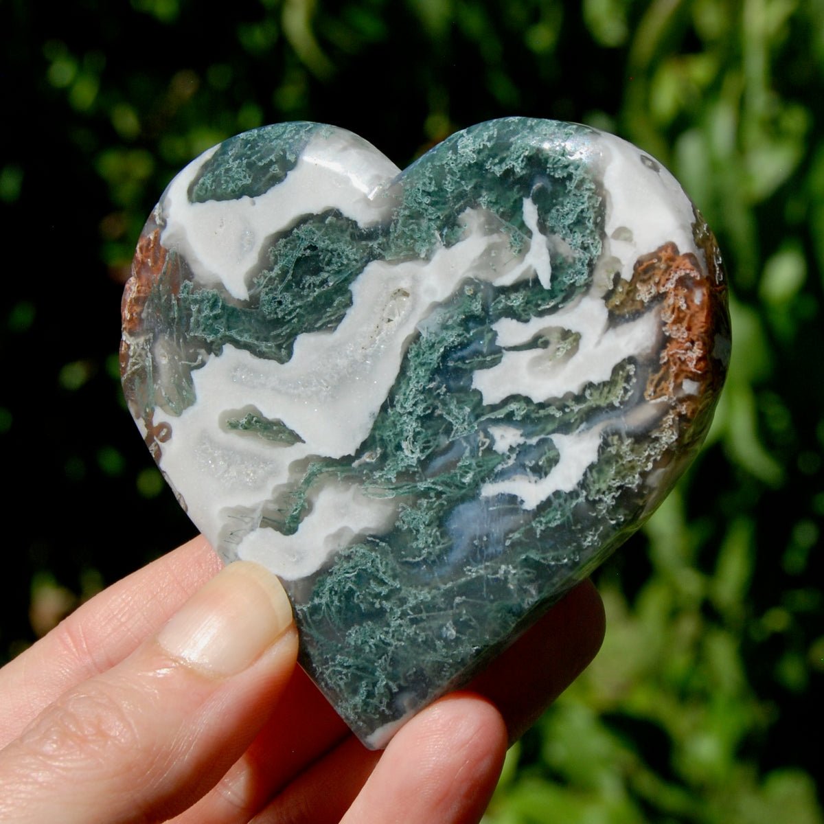 Moss Agate Crystal Heart