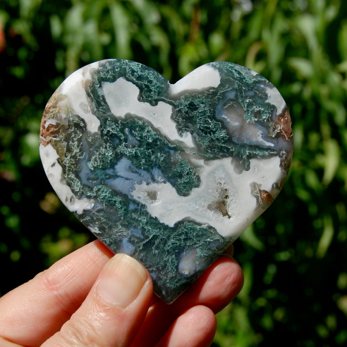 Moss Agate Crystal Heart