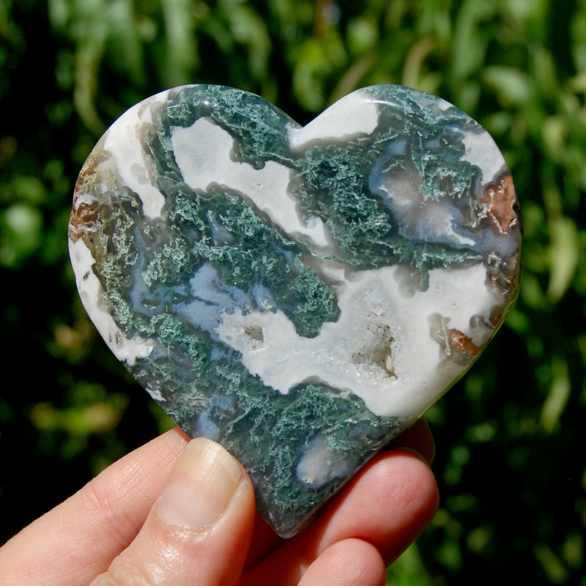 Moss Agate Crystal Heart