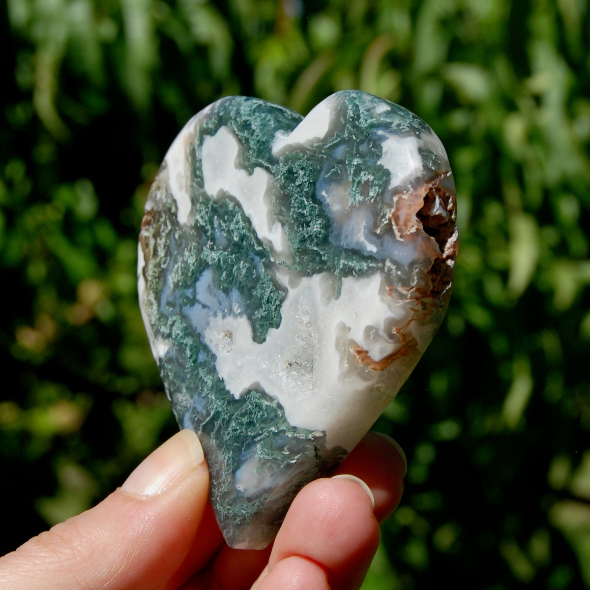 Moss Agate Crystal Heart