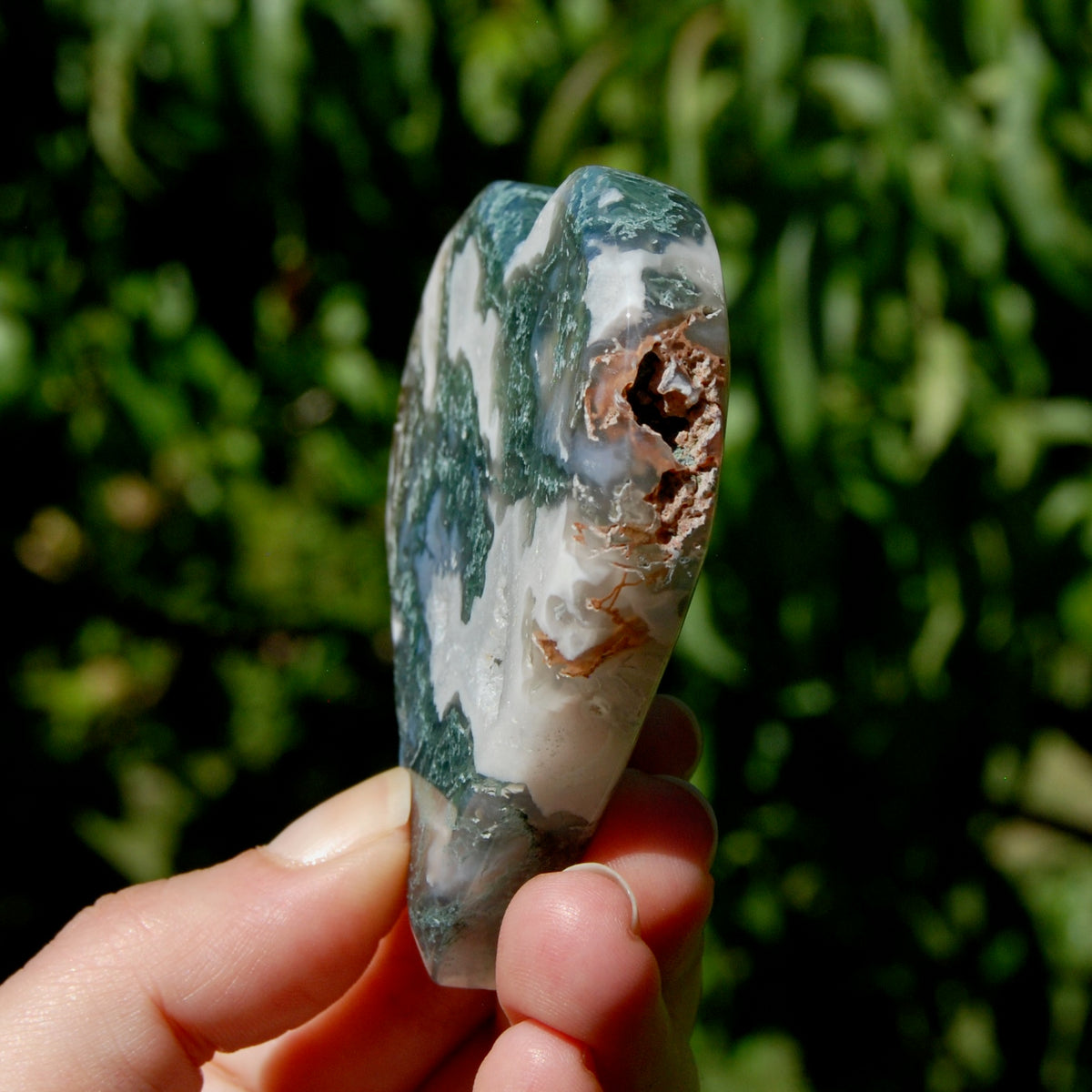 Moss Agate Crystal Heart