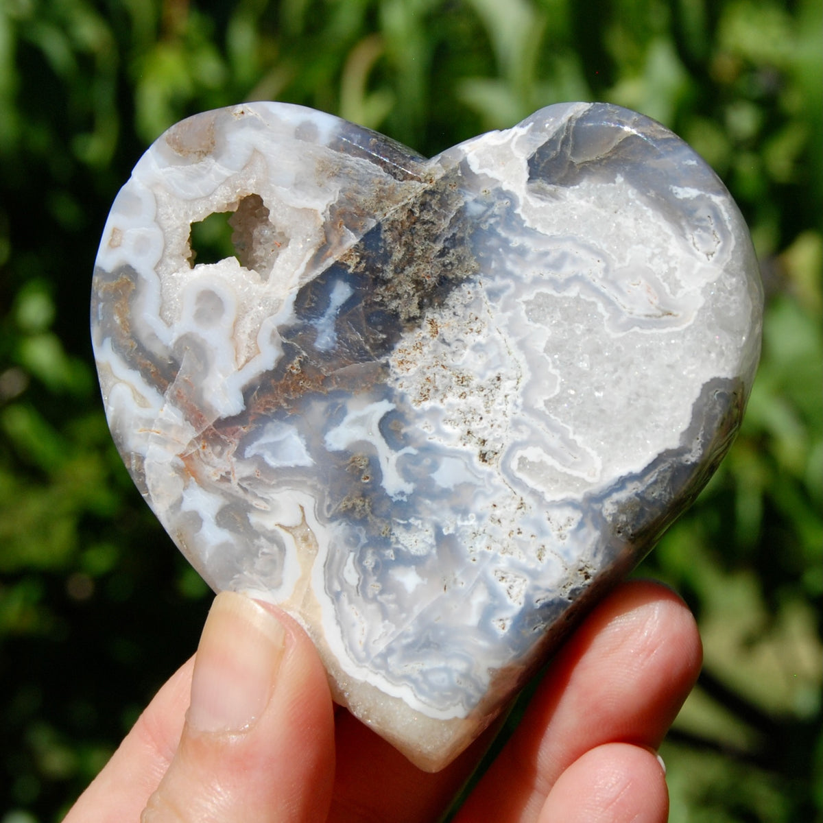 Moss Agate Crystal Heart