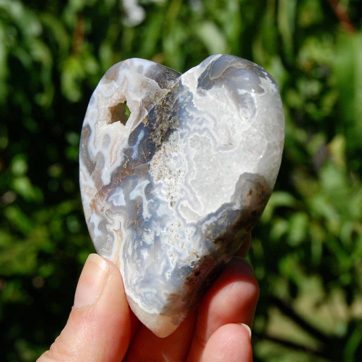 Moss Agate Crystal Heart