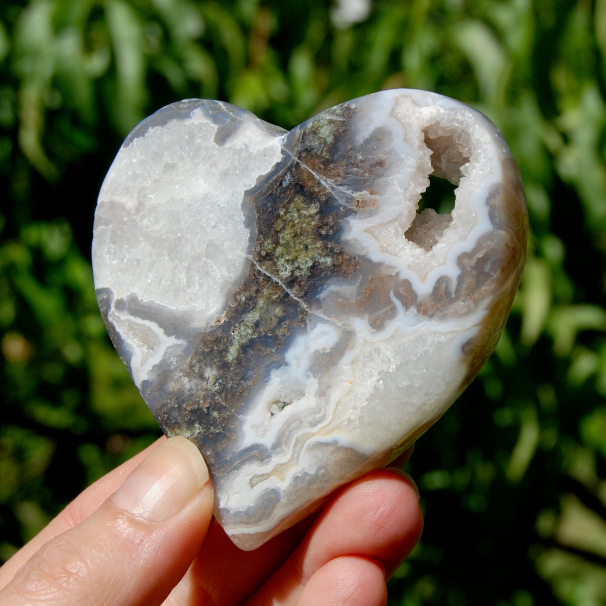 Moss Agate Crystal Heart
