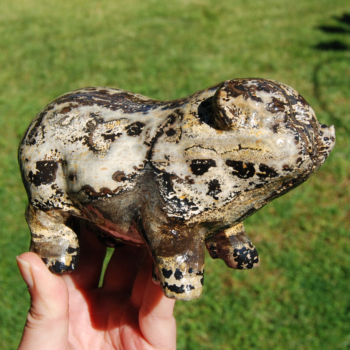 Picture Jasper Carved Crystal Pig
