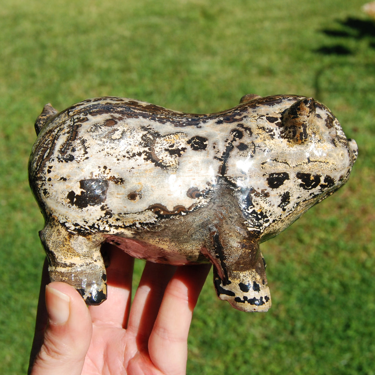 Picture Jasper Carved Crystal Pig