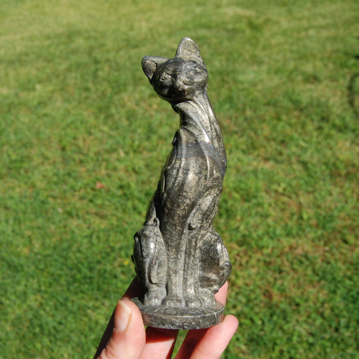 Pyrite Carved Crystal Cat