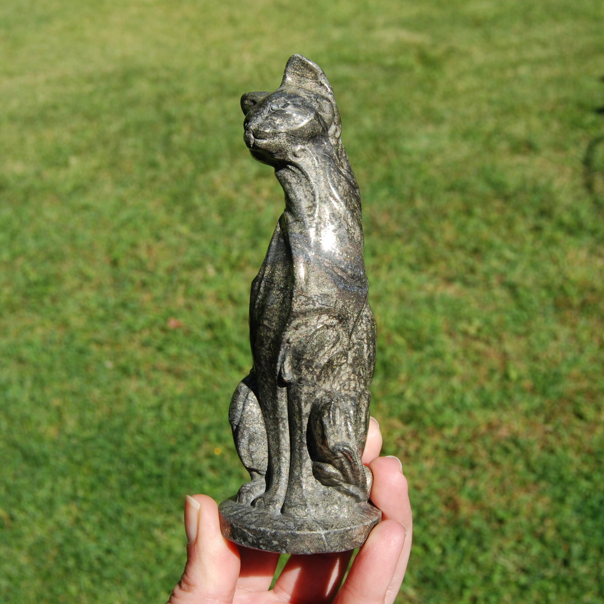 Pyrite Carved Crystal Cat